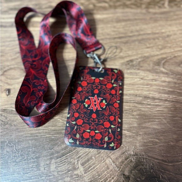 Stylish Red and Black Vampire Academy Lanyard with Card Holder - Picture 1 of 4